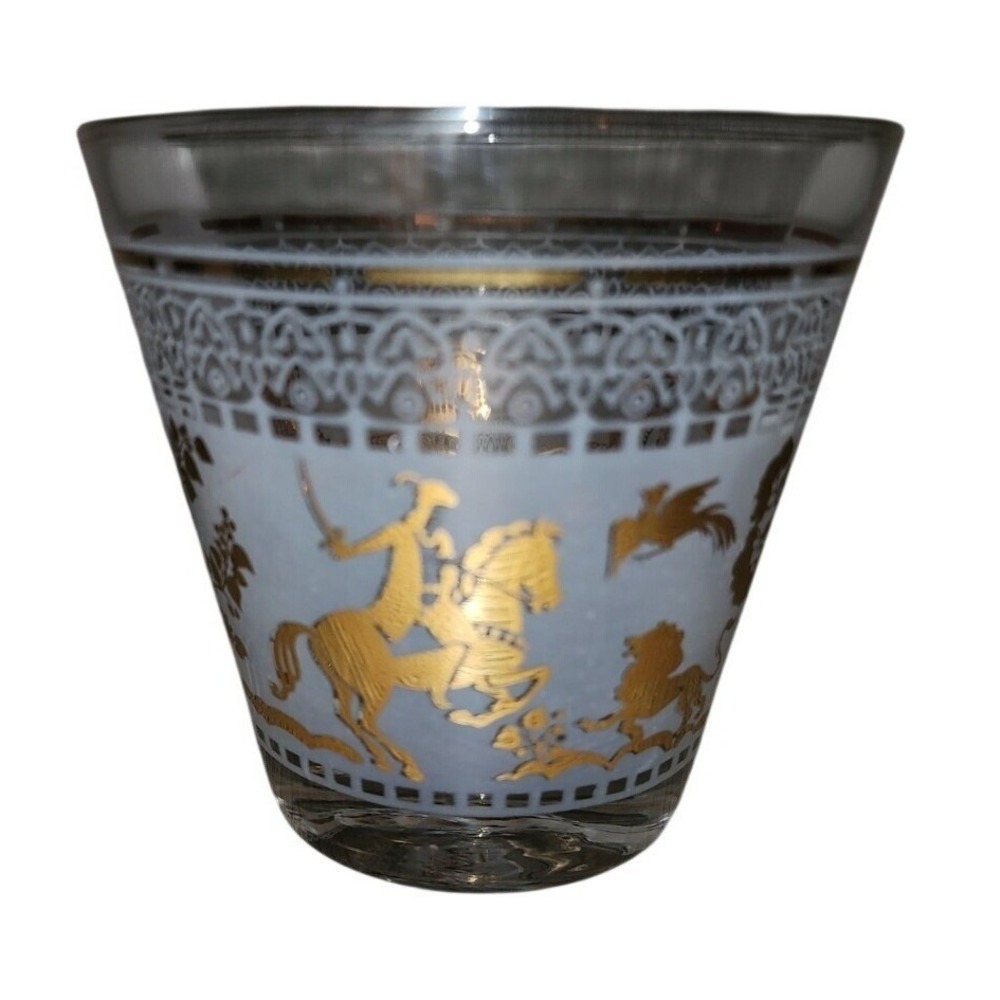 Set of 2 Vintage Gold Trim Arabian Nights Rocks Glasses Horses
